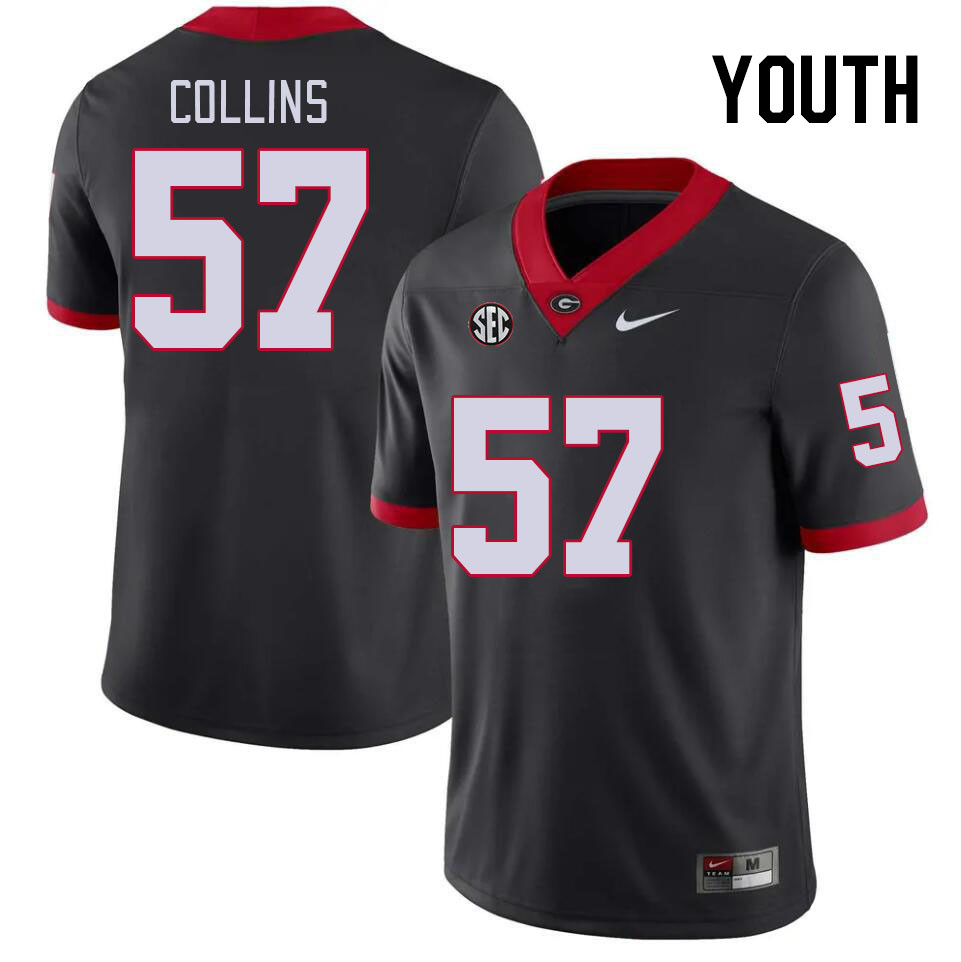 Youth #57 Luke Collins Georgia Bulldogs College Football Jerseys Stitched-Black
